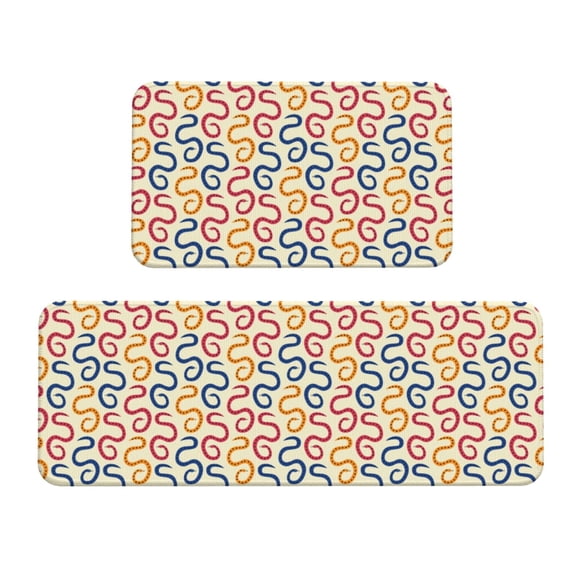 Logiee Snake Print Kitchen Mats for Floor Sets of 2,Waterproof Kitchen Rugs,Non Slip Comfort Standing Mat Rug for Home,Runner,Sink,Office,Laundry
