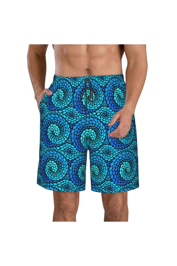 Snake Print Mens Swim Trunks Quick Dry Board Shorts,Breathable Hawaii Beach Shorts Swimwear Bathing Suits-Medium