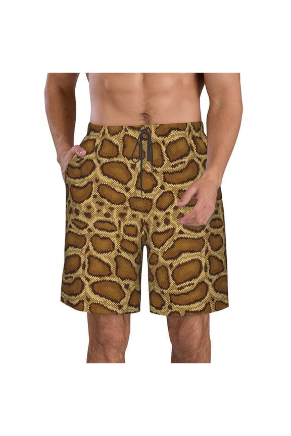 Snake Skin Print Mens Swim Trunks Quick Dry Board Shorts,Breathable Hawaii Beach Shorts Swimwear Bathing Suits-