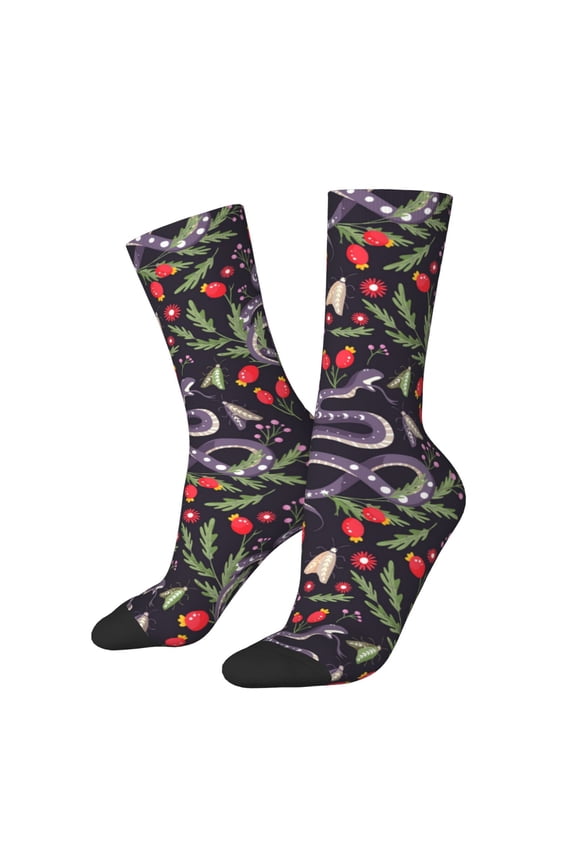 Snakes And Snake Fruit Print Adult Socks for Men & Women,Calf Socks, Ankle Socks,Boots Socks,Breathable Casual Sock,Unisex Crew Socks