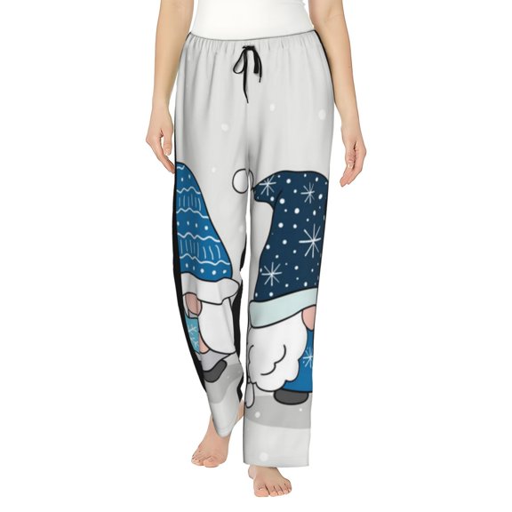 Logiee Snow Gnome for Winter Print Women Pajama Pants,Comfy Pj Bottom with Pockets & Drawstring,Stretch Casual Sleepwear-Medium
