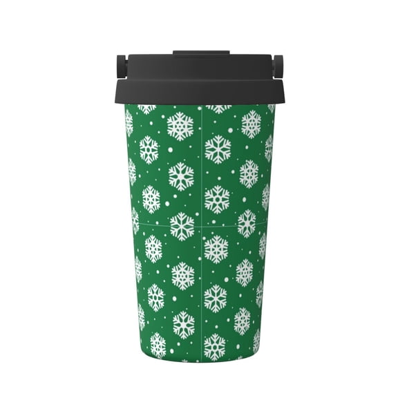 Logiee Snowflake Print Stainless Steel Coffee Tumbler, Travel Coffee Mug, Insulated Coffee Mug with Lid, Spill Proof Coffee Cup, Portable Thermal Mug