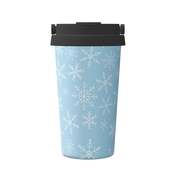 Logiee Snowflake Snowing Print Stainless Steel Coffee Tumbler, Travel Coffee Mug, Insulated Coffee Mug with Lid, Spill Proof Coffee Cup, Portable Thermal Mug