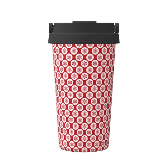 Logiee Snowflakes Print Stainless Steel Coffee Tumbler, Travel Coffee Mug, Insulated Coffee Mug with Lid, Spill Proof Coffee Cup, Portable Thermal Mug