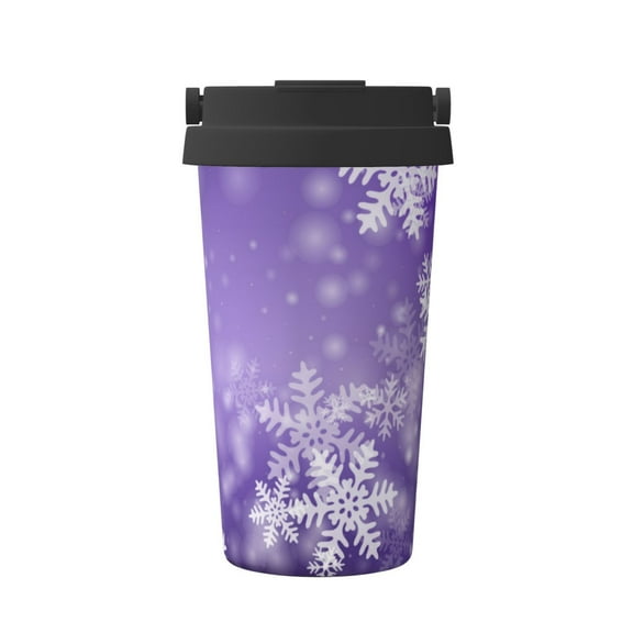 Logiee Snowflakes Print Stainless Steel Coffee Tumbler, Travel Coffee Mug, Insulated Coffee Mug with Lid, Spill Proof Coffee Cup, Portable Thermal Mug