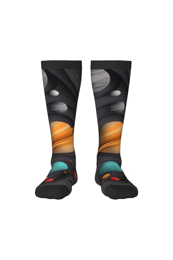 Solar System Paper Art Print Gift Stocking Stuffers,Adult Stockings,Novelty Socks,Funny Socks Birthday Running Walking Sleeping
