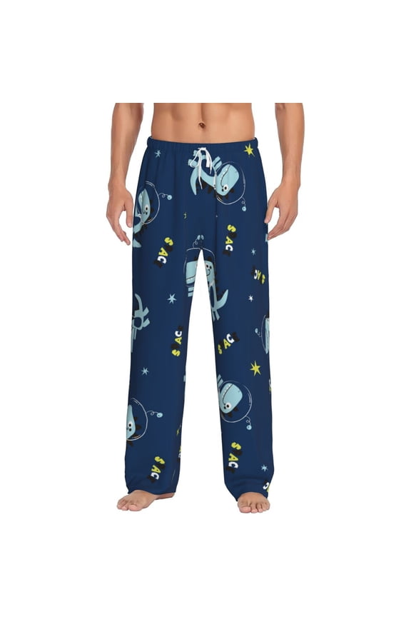 Space Dinosaur Print Pajama Pants for Men,Men’s Pajama Bottoms,Mens PJ Pants with Pockets & Button Fly-XX-Large
