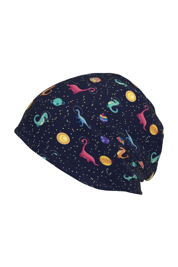Space Dinosaur Print Unisex Knit Beanie for Men Women Winter Hat,Beanies Skull Caps