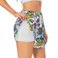 thumbnail image 1 of Logiee Space Monster Print Women 2 in 1 Running Shorts,High Waisted Athletic Shorts,Gym Workout Shorts with Liner Pockets-Small, 1 of 7