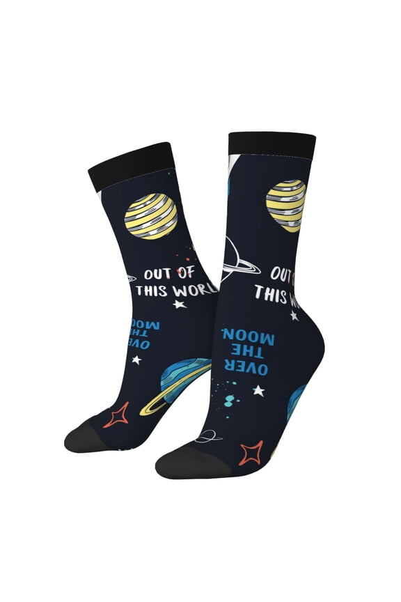 Space Print Adult Socks for Men & Women,Calf Socks, Ankle Socks,Boots Socks,Breathable Casual Sock,Unisex Crew Socks