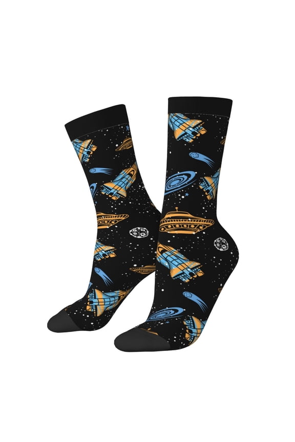 Space Rockets Print Adult Socks for Men & Women,Calf Socks, Ankle Socks,Boots Socks,Breathable Casual Sock,Unisex Crew Socks