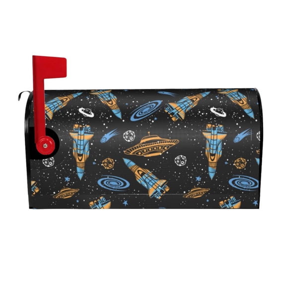 Logiee Space Rockets Print Post Letter Box Wrap Decor, Mailbox Cover Suitable for Standard Mailbox and Large Size Mailbox,Outdoor Yard Decoration-21x18 in