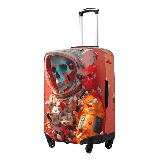 Logiee Space Skeleton Art Print Travel Luggage Cover,Suitcase Protector, Washable Elastic Suitcase Baggage Cover,Closure for Wheeled Suitcase Fit 18-32 Inch Luggage-Small