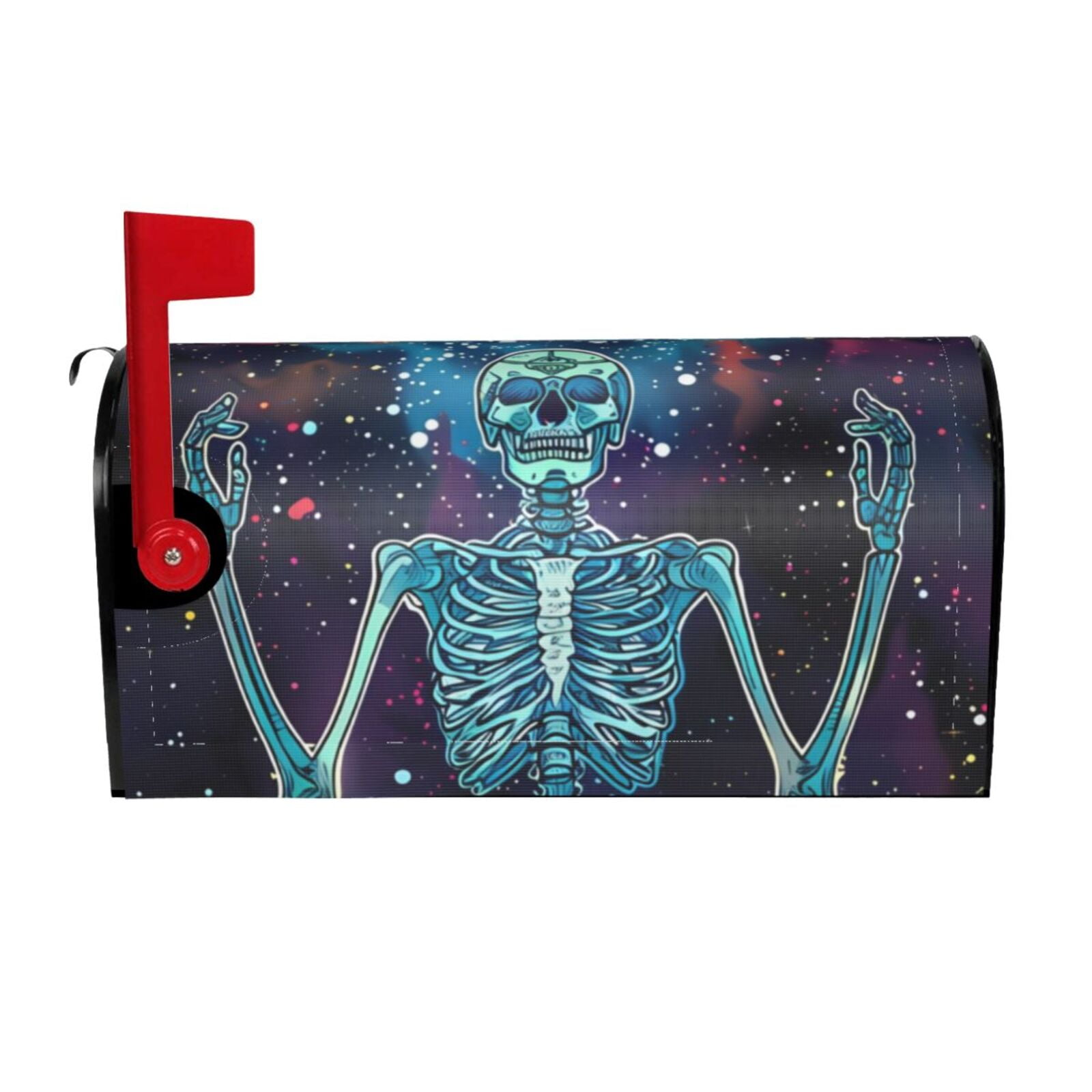 Logiee Space Skeleton Meditation Print Post Letter Box Wrap Decor, Mailbox Cover Suitable for Standard Mailbox and Large Size Mailbox,Outdoor Yard Decoration-25.5x21 in