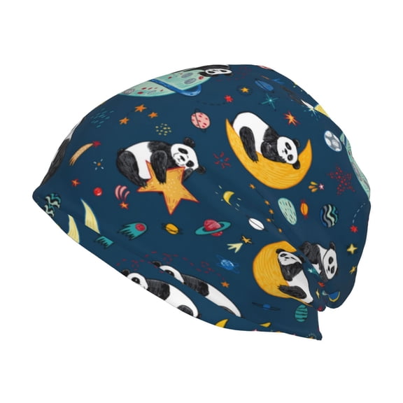 Logiee Space Sleeping Panda Print Unisex Knit Beanie for Men Women Winter Hat,Beanies Skull Caps