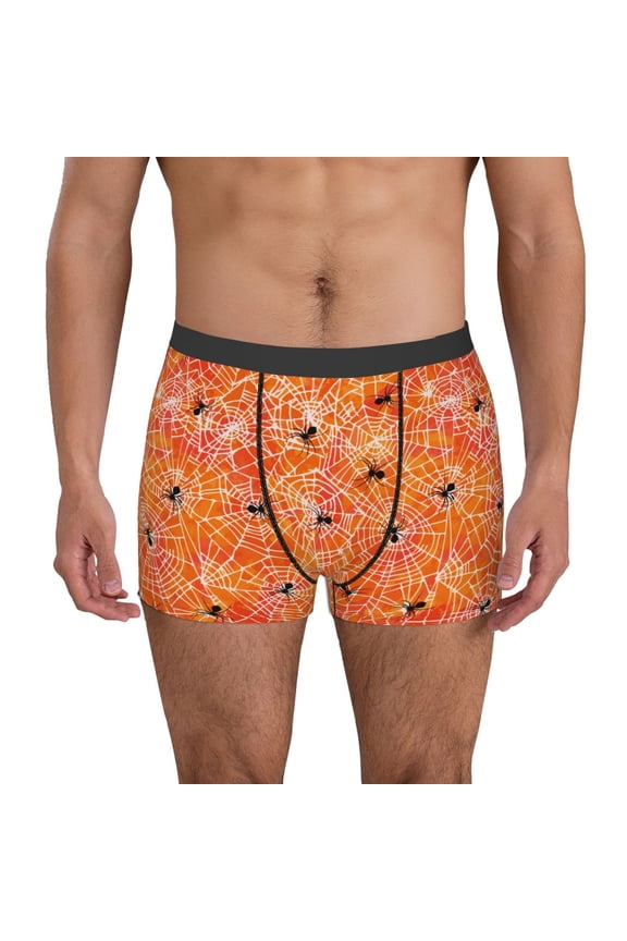 Spider Print Mens Boxer Briefs,Boxer Briefs for Men,Breathable Stretch Underwear,Boys Boxer Briefs-Medium
