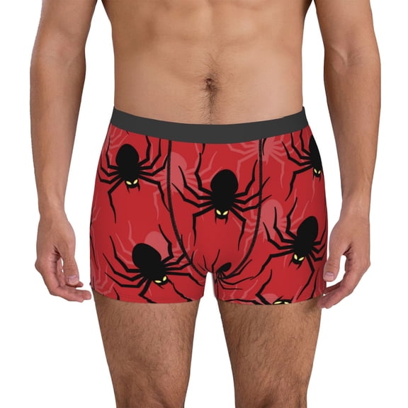 Logiee Spider Print Mens Boxer Briefs,Boxer Briefs for Men,Breathable Stretch Underwear,Boys Boxer Briefs-Medium