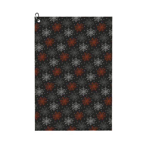Logiee Spider Web Print Golf Towels,16" x 24" Portable Golf Towel for Golf Bag with Carabiner Clip to Quickly Remove Sand,Mud and Sweat