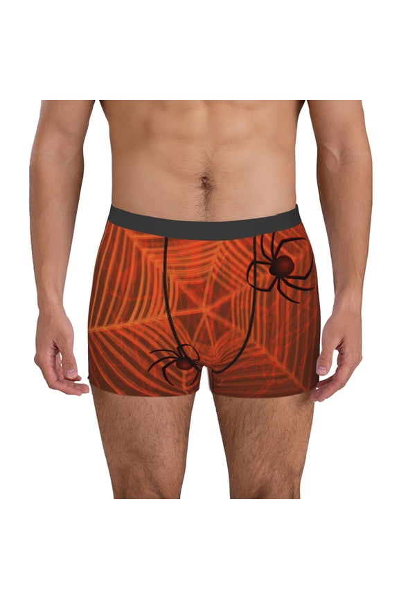 Spider Web Print Mens Boxer Briefs,Boxer Briefs for Men,Breathable Stretch Underwear,Boys Boxer Briefs-Medium