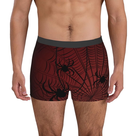 Logiee Spiders On A Web Print Mens Boxer Briefs,Boxer Briefs for Men,Breathable Stretch Underwear,Boys Boxer Briefs-Small