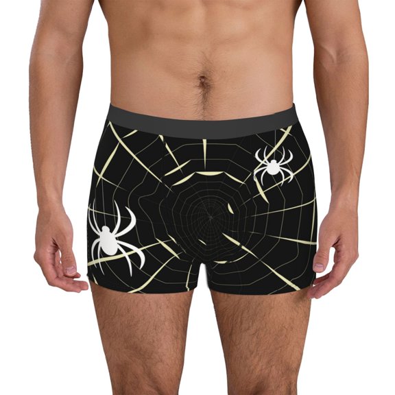 Logiee Spiders On The Web Print Mens Boxer Briefs,Boxer Briefs for Men,Breathable Stretch Underwear,Boys Boxer Briefs-Small