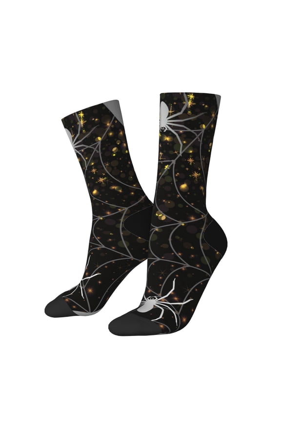 Spiderweb Bats And A Spider Print Adult Socks for Men & Women,Calf Socks, Ankle Socks,Boots Socks,Breathable Casual Sock,Unisex Crew Socks