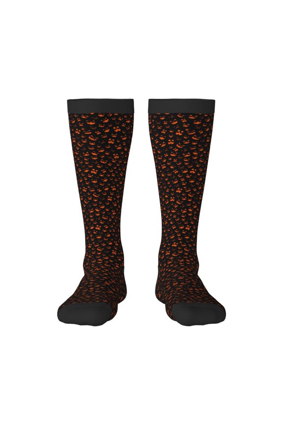 Spooky Pumpkin Face Print Gift Stocking Stuffers,Adult Stockings,Novelty Socks,Funny Socks Birthday Running Walking Sleeping