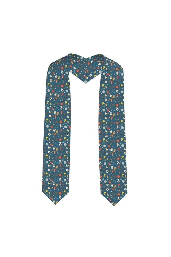 Sports Ball Print Unisex Adult Graduation Stole Shawl 72" Long for Academic Commencements Shawl-Sharp Corner