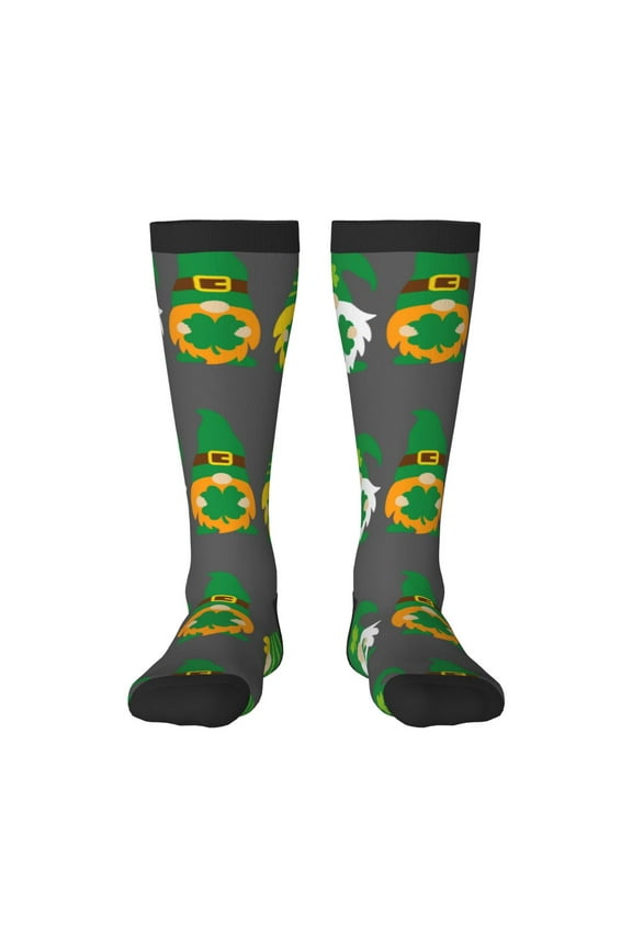 Spring St Patrick’S Day Irish Gnomes Print Gift Stocking Stuffers,Adult Stockings,Novelty Socks,Funny Socks Birthday Running Walking Sleeping