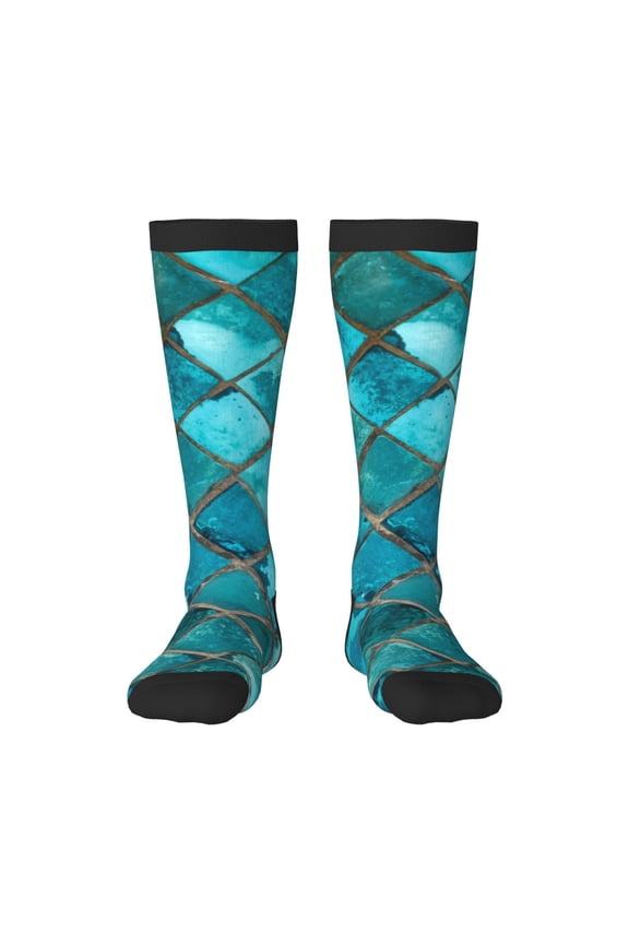 Square Glass Mosaic Print Gift Stocking Stuffers,Adult Stockings,Novelty Socks,Funny Socks Birthday Running Walking Sleeping