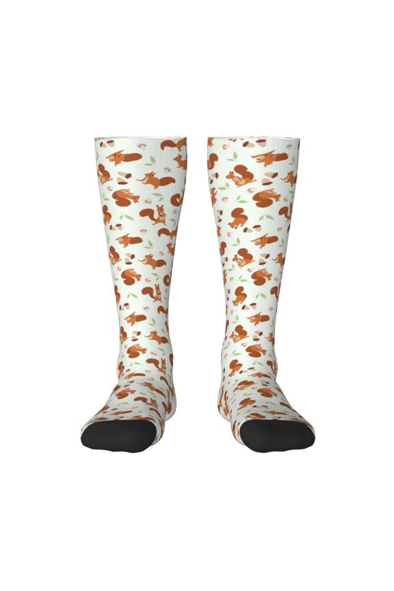 Squirrel Playing Print Gift Stocking Stuffers,Adult Stockings,Novelty Socks,Funny Socks Birthday Running Walking Sleeping