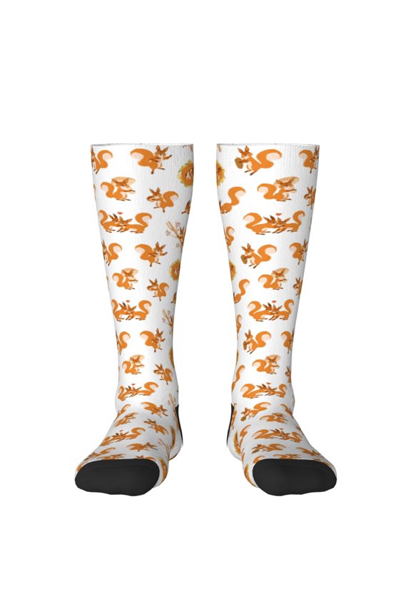 Squirrel Playing Print Gift Stocking Stuffers,Adult Stockings,Novelty Socks,Funny Socks Birthday Running Walking Sleeping