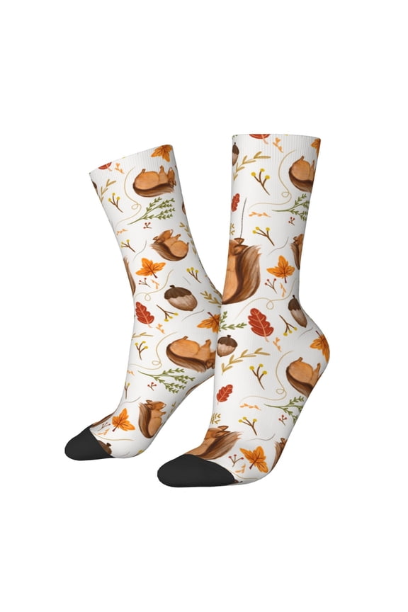 Squirrel Print Adult Socks for Men & Women,Calf Socks, Ankle Socks,Boots Socks,Breathable Casual Sock,Unisex Crew Socks
