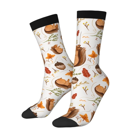 Logiee Squirrel Print Adult Socks for Men & Women,Calf Socks, Ankle Socks,Boots Socks,Breathable Casual Sock,Unisex Crew Socks