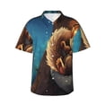 thumbnail image 1 of Logiee Squirrel Sleeping In Tree Print Mens Hawaiian Shirts,Loose-Fit Short Sleeve Button Down Tropical Aloha Beach Shirt,Summer Vacation Wedding Tops,Large, 1 of 7