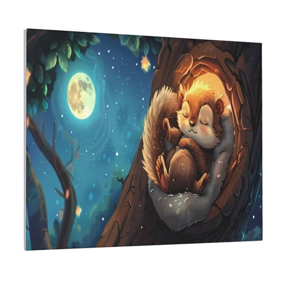 Logiee Squirrel Sleeping In Tree Print Canvas Wall Art ,Art Poster,Canvas Decorative Picture,Decor Wall Pictures for Living Room Bedroom Bathroom,Ready to Hang