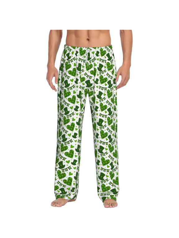 St. Patrick's Day Print Pajama Pants for Men,Men’s Pajama Bottoms,Mens PJ Pants with Pockets & Button Fly-XX-Large