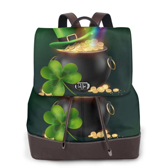 Logiee St. Patrick's Day4 Print Backpack Purse for Women,Fashion Leather Backpack Purse,Women's Leather Backpack for Work College Travel