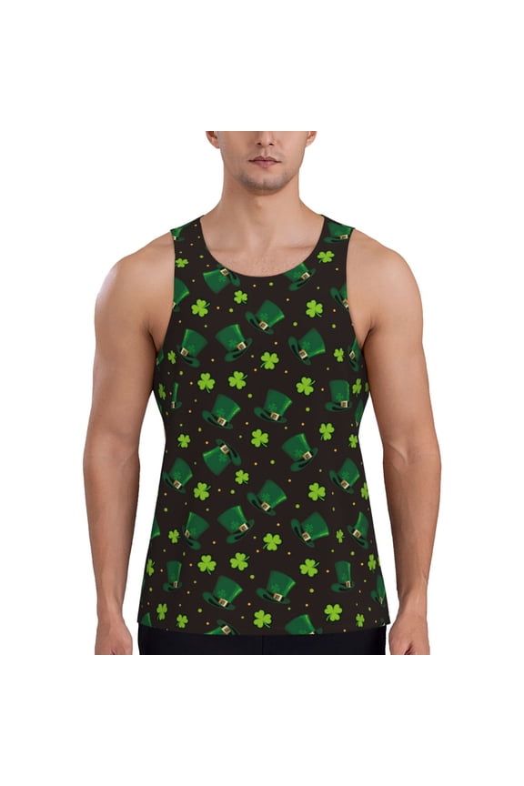 St. Patrick's Day8 Print Men's Workout Tank Top,Quick Dry Workout Tank Top,Gym Muscle Tee,Fitness Bodybuilding Sleeveless T Shirt-Medium