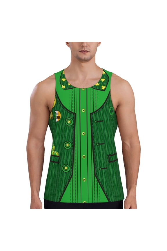 St Patrick's day Print Men's Workout Tank Top,Quick Dry Workout Tank Top,Gym Muscle Tee,Fitness Bodybuilding Sleeveless T Shirt-X-Large