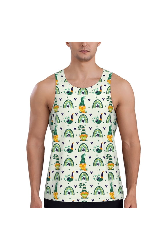St. Patrick's day Print Men's Workout Tank Top,Quick Dry Workout Tank Top,Gym Muscle Tee,Fitness Bodybuilding Sleeveless T Shirt-X-Large