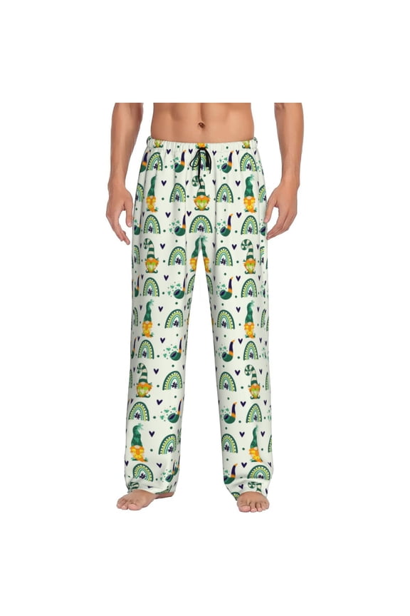 St. Patrick's day Print Pajama Pants for Men,Men’s Pajama Bottoms,Mens PJ Pants with Pockets & Button Fly-Large