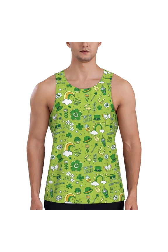 St. Patrick's day1 Print Men's Workout Tank Top,Quick Dry Workout Tank Top,Gym Muscle Tee,Fitness Bodybuilding Sleeveless T Shirt-3X-Large