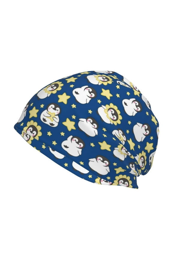 Star Penguin Print Unisex Knit Beanie for Men Women Winter Hat,Beanies Skull Caps