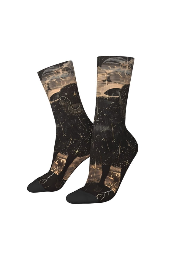 Starry Night Black Sheep Print Adult Socks for Men & Women,Calf Socks, Ankle Socks,Boots Socks,Breathable Casual Sock,Unisex Crew Socks