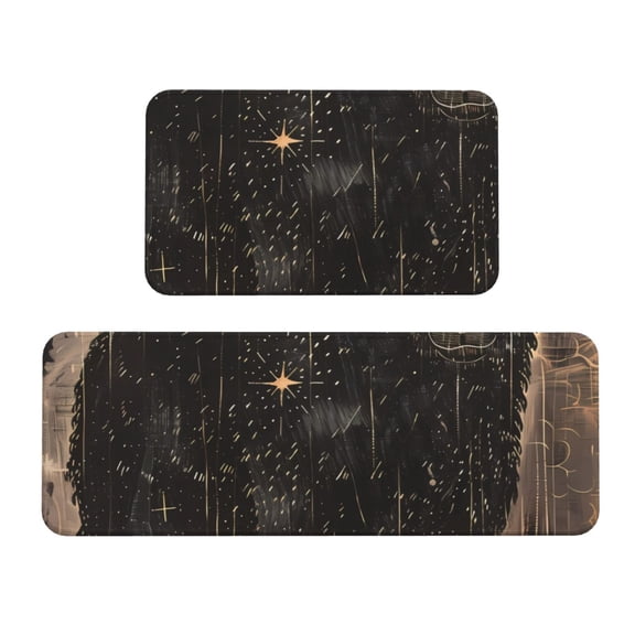 Logiee Starry Night Black Sheep Print Kitchen Mats for Floor Sets of 2,Waterproof Kitchen Rugs,Non Slip Comfort Standing Mat Rug for Home,Runner,Sink,Office,Laundry