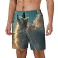 thumbnail image 1 of Logiee Starry Sky Cloud Wolf Print Men's Swim Trunk,Quick Dry Board Shorts ,Men's Swim Trunks with Compression Liner, Bathing Suits with Pockets-Small, 1 of 6