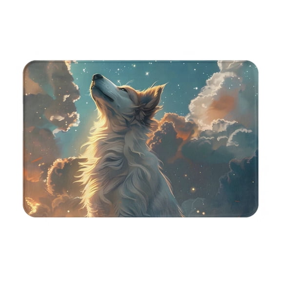 Logiee Starry Sky Cloud Wolf Print Welcome Mats for Entryway,Door Mat for Front Door,Entry Mat,Doormat for Garden, Garage, Patio, Home, Porch Decor