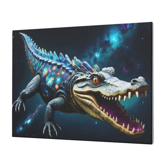 Logiee Starry Sky Colorful Crocodile Print Canvas Wall Art,Canvas Picture Prints with Frame, Wall Art Decorative,Canvas Decorative,Suitable for Living Room Bedroom Office Room 30x40