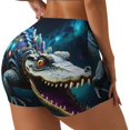 thumbnail image 1 of Logiee Starry Sky Colorful Crocodile Print Women's Biker Shorts,Workout Gym Shorts,Scrunch Shorts,Tummy Control Hidden Scrunch Running Yoga Shorts-, 1 of 8